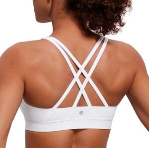 Strappy Padded Sports Bra Fitness Workout Top White